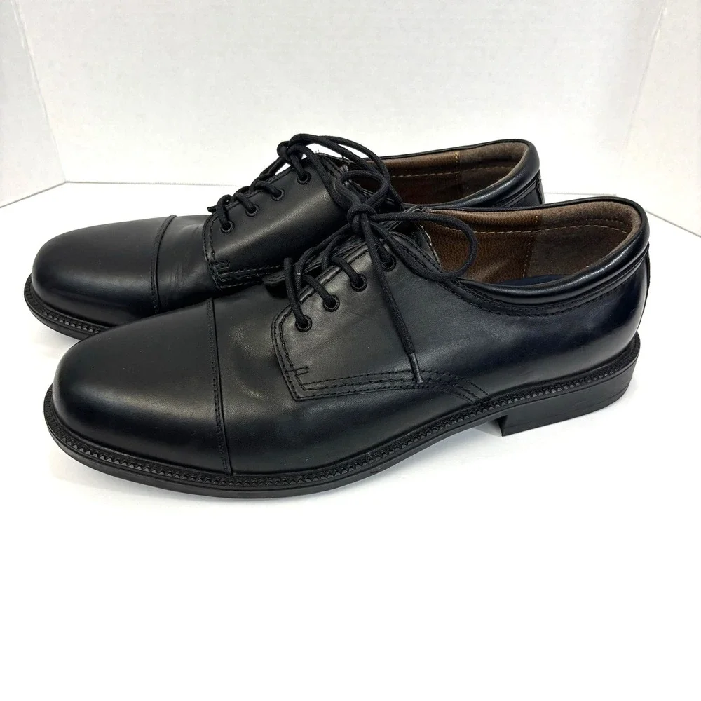 Dockers Cap Toe Derby Dress Shoes Mens Size 14W Black Leather Comfort Cushion